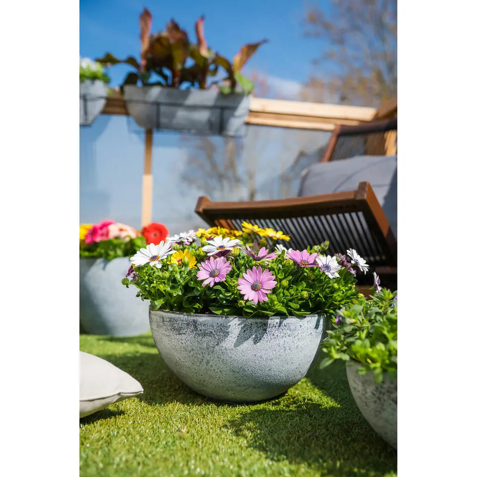 Ter Steege Bloempot schaal - kunststof - grijs - D55xH23 cm