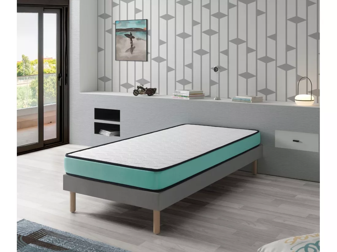 Matelas 90X190 PROMO CONFORT Épaisseur 14 CM ergonomique, Respirant, Mémoire. Idéal pour lit gigogne