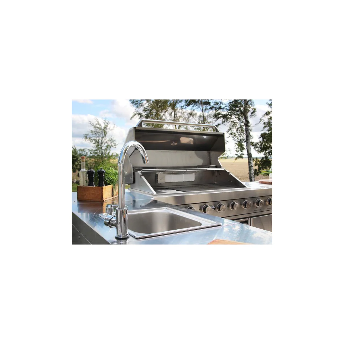 Myoutdoorkitchen - Modul med oppvaskbenk og oppbevaringsskap