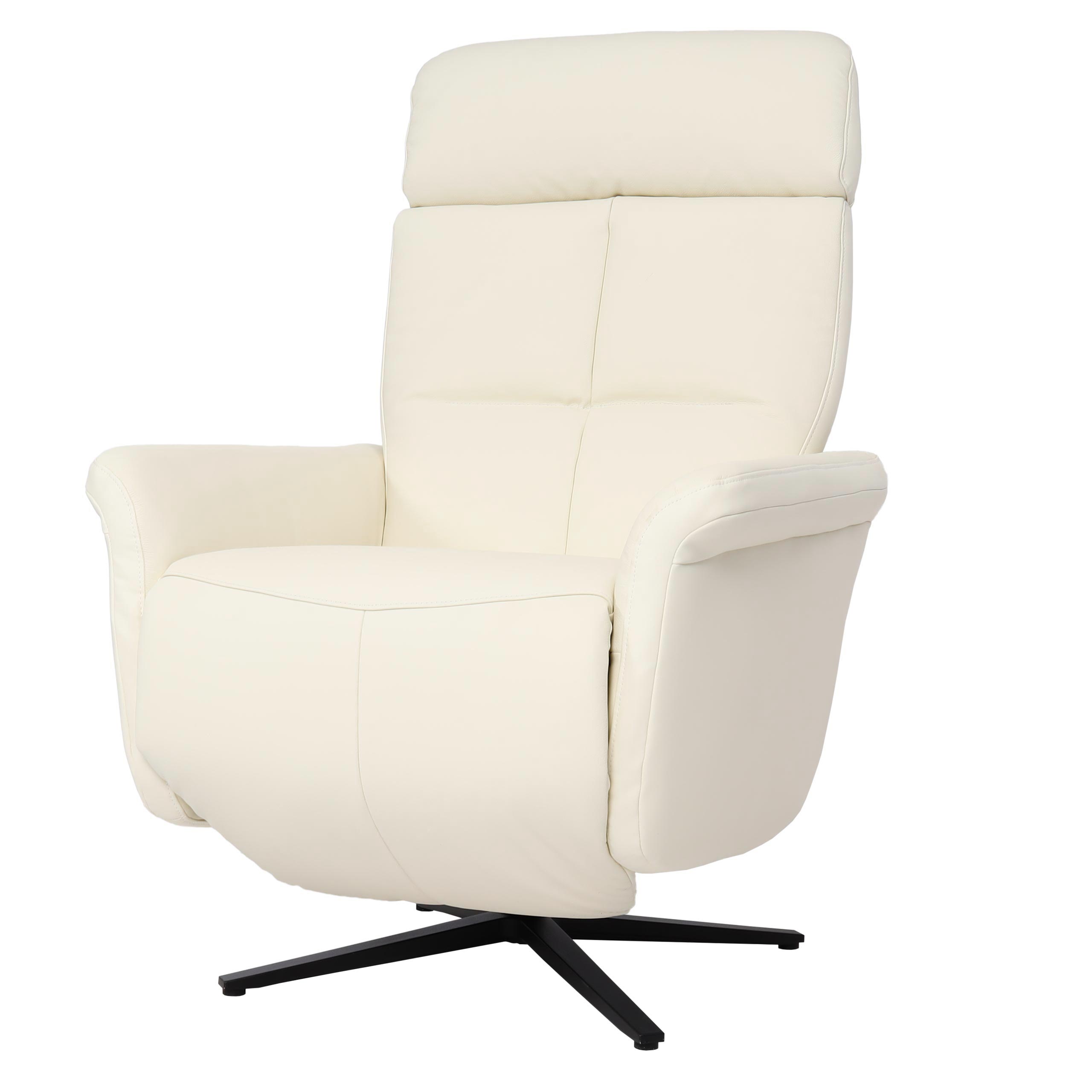 Relaxsessel MCW-L10, Design Fernsehsessel TV-Sessel Liegesessel, Liegefunktion drehbar, Voll-Leder ~ creme-weiß