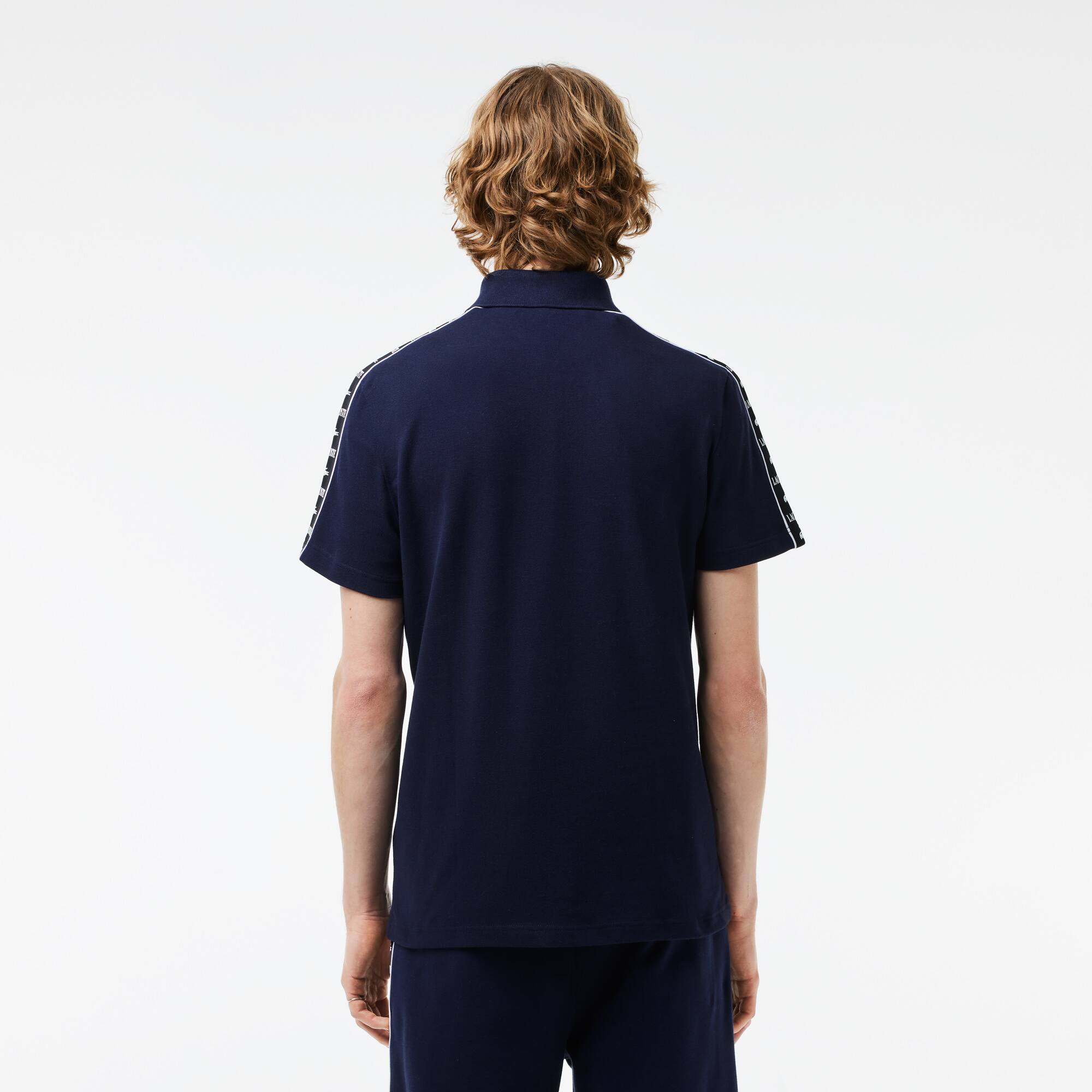 Poloshirt aus Stretch-Piqué mit Logostreifen Kurze Ärmel - Blau - Lacoste - Herren