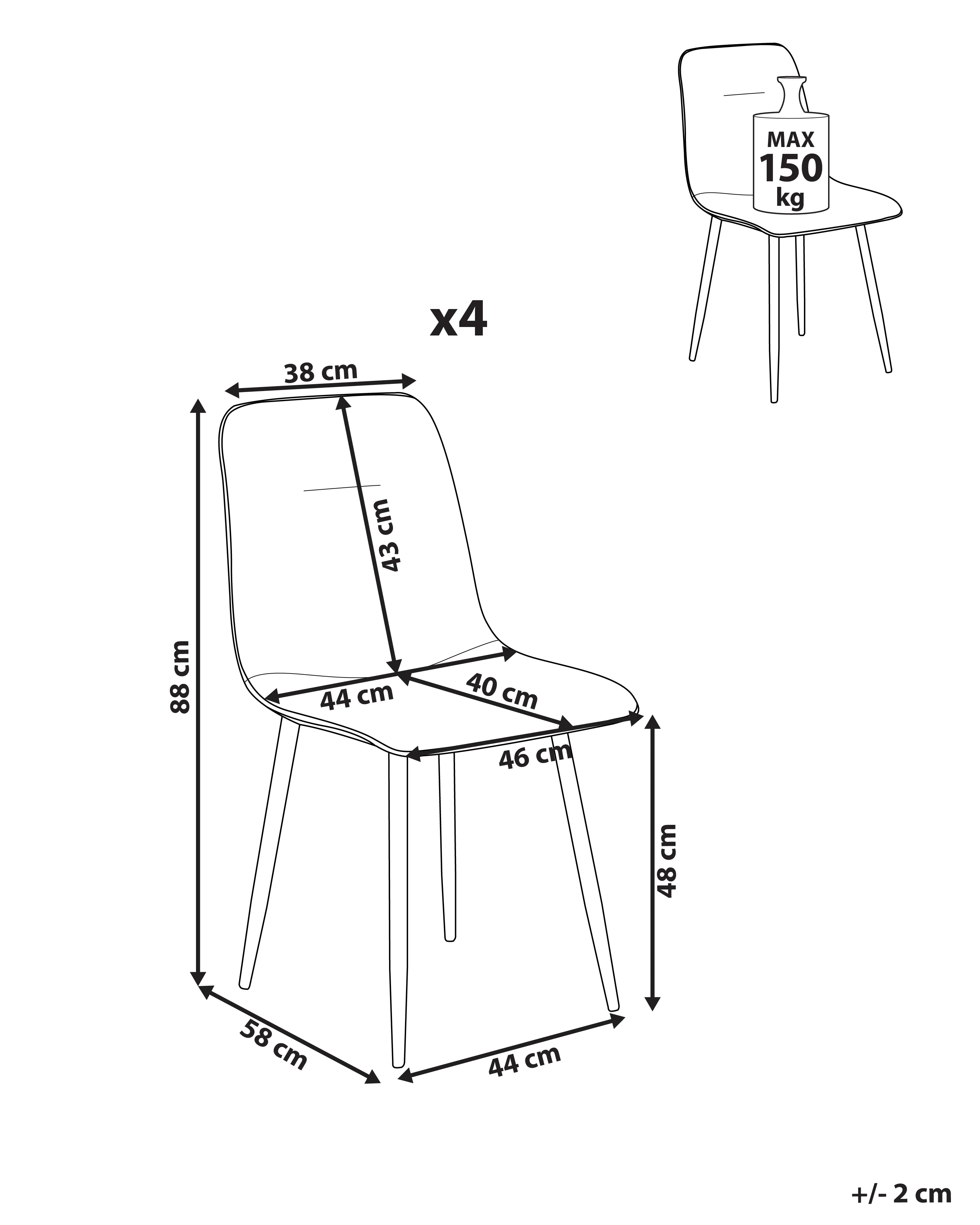 Set van 4 eetkamerstoelen TUSCOLA Stof Lichtgrijs