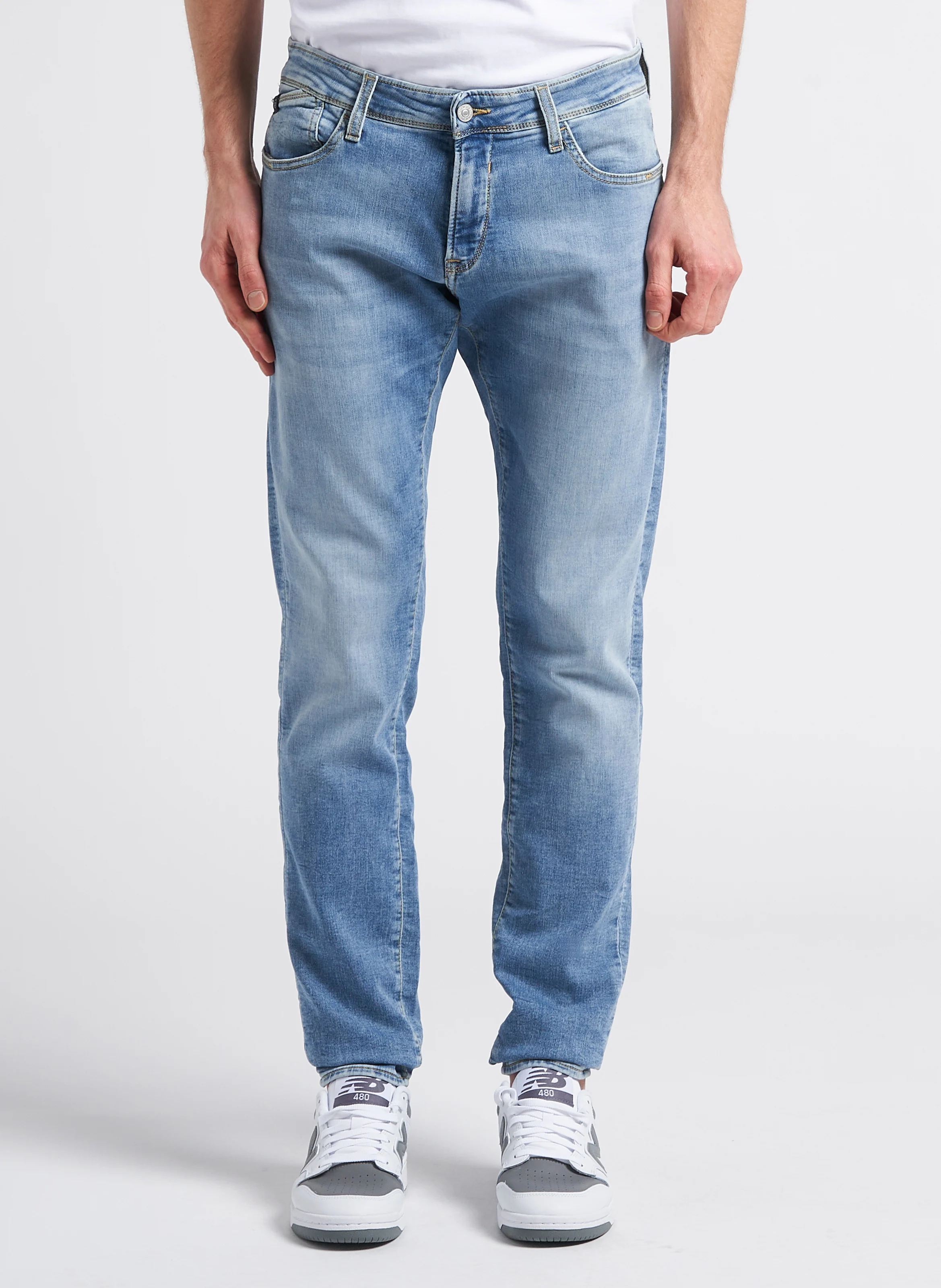 Jean slim stretch en coton mélangé| Bleu