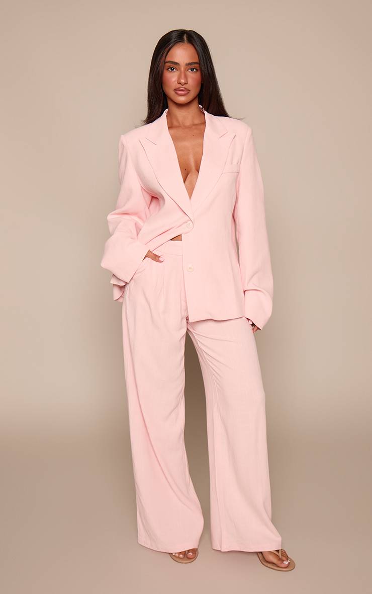Rose Bébé Pantalon Coordonné Petite Aspect Lin Avec Détail De Plis