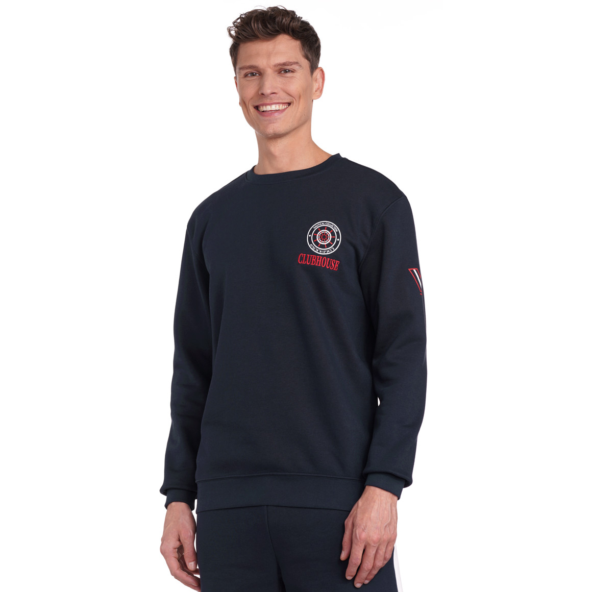 VanVaan Herren Sweatshirt mit Brust-Print dunkelblau