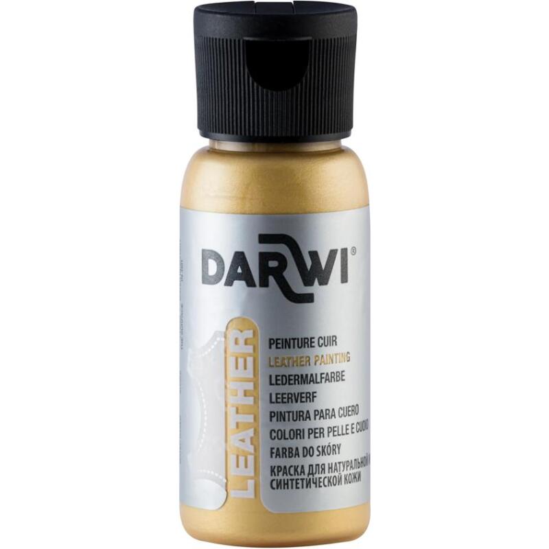 DARWI Flacon de 50 ml de Peinture sur Cuir - Or