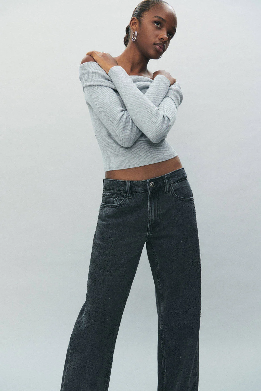 MANGO TEEN straight leg jeans grey denim
