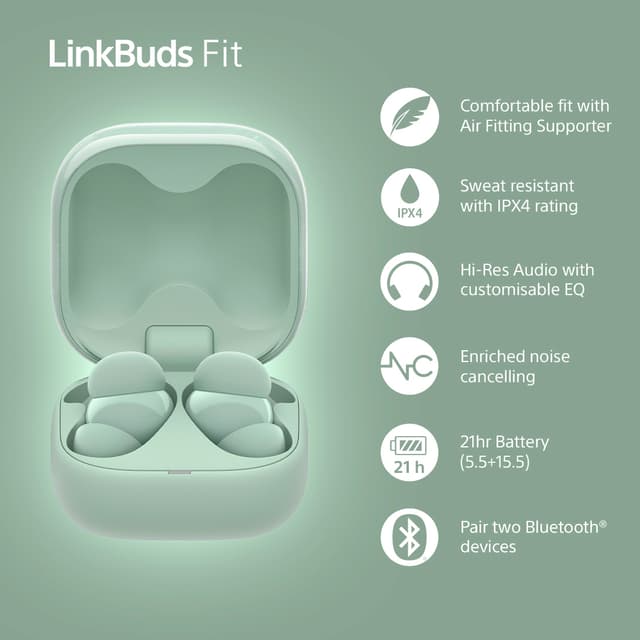 Sony LinkBuds Fit true wireless in-ear høretelefoner (grøn)
