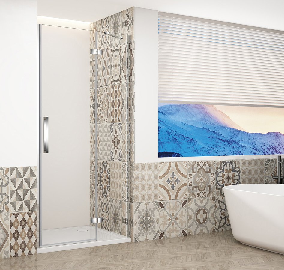 Gelco Trinity douchedeur 120cm links met helder glas chroom