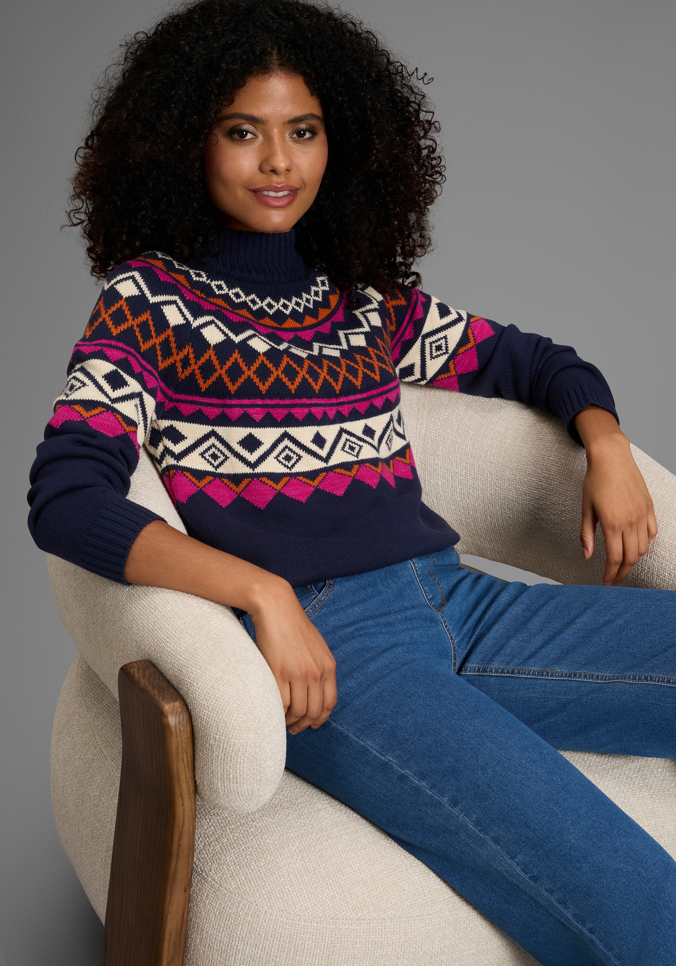 KangaROOS Norwegerpullover , mit schönem Muster und hohem Rippkragen