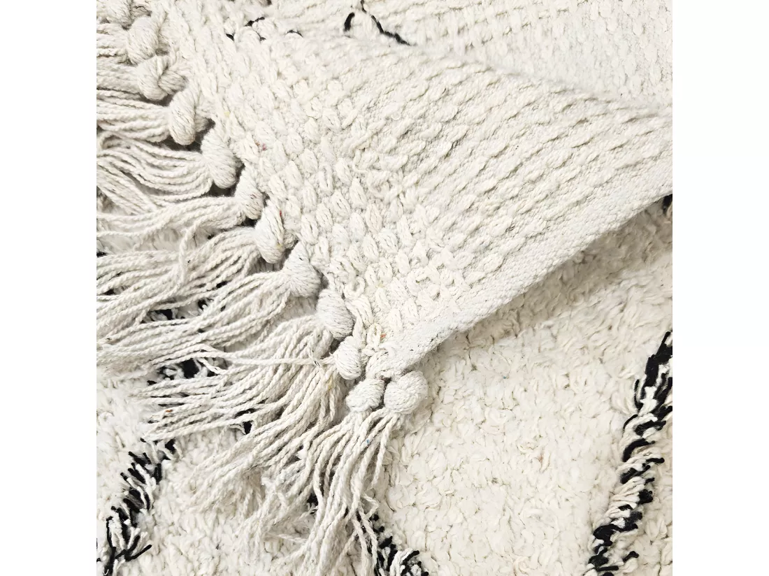Tapis de bain 50 x 90 cm coton écru style berbère à franges - FLUFFY