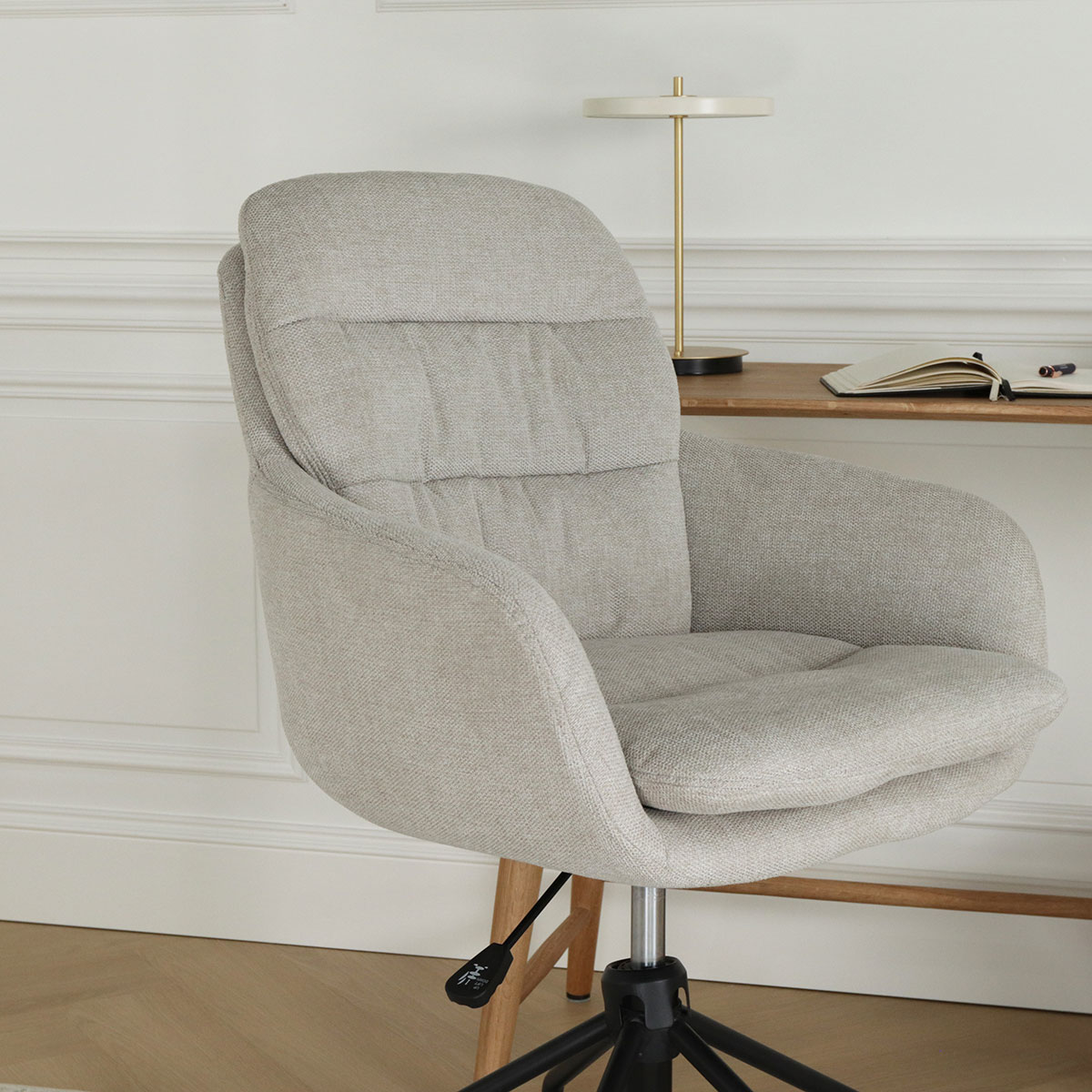 Bureaustoel Nout-Mia beige - zwart onderstel