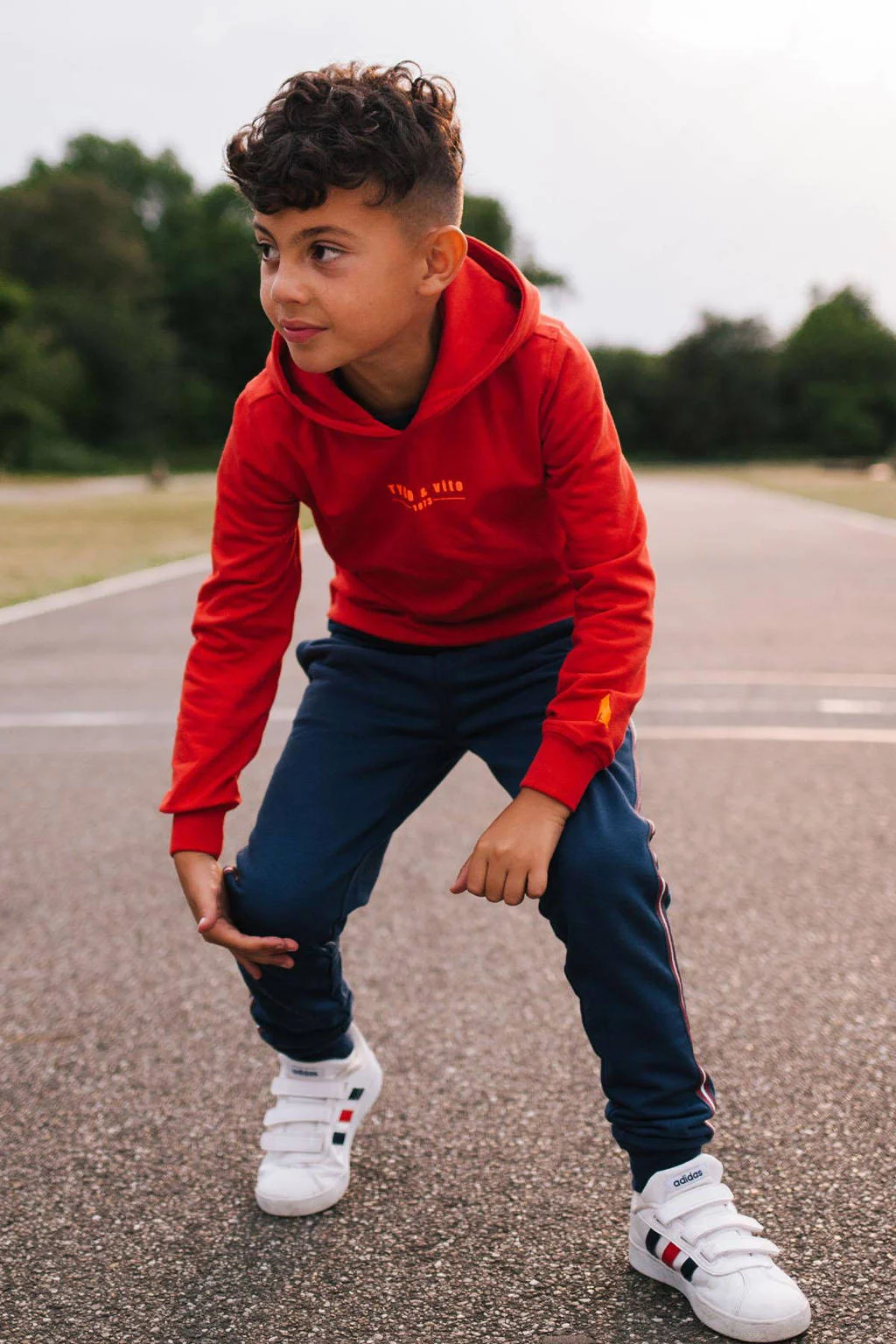 TYGO & vito regular fit joggingbroek Bas met zijstreep donkerblauw