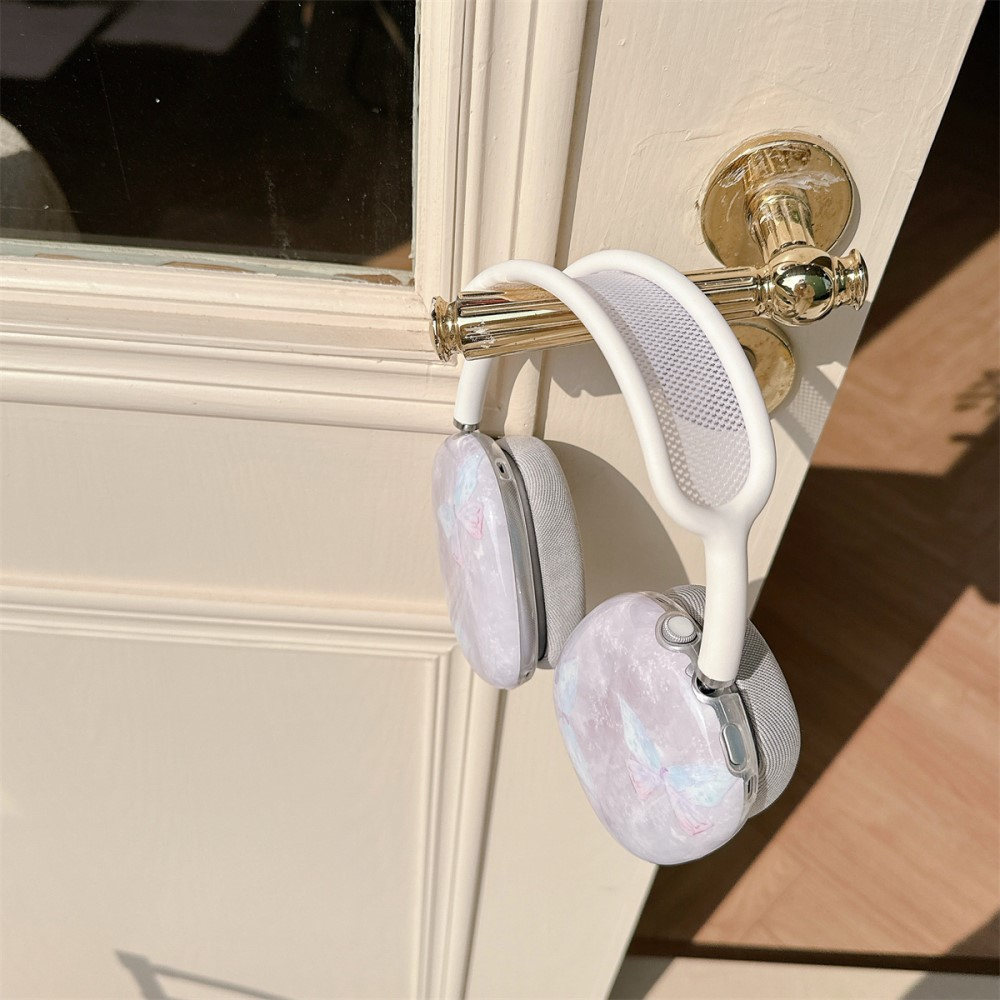 AirPods Max Gummi Hülle Schutz Abdeckung Marble Marmor - Rosa (Schmetterling)