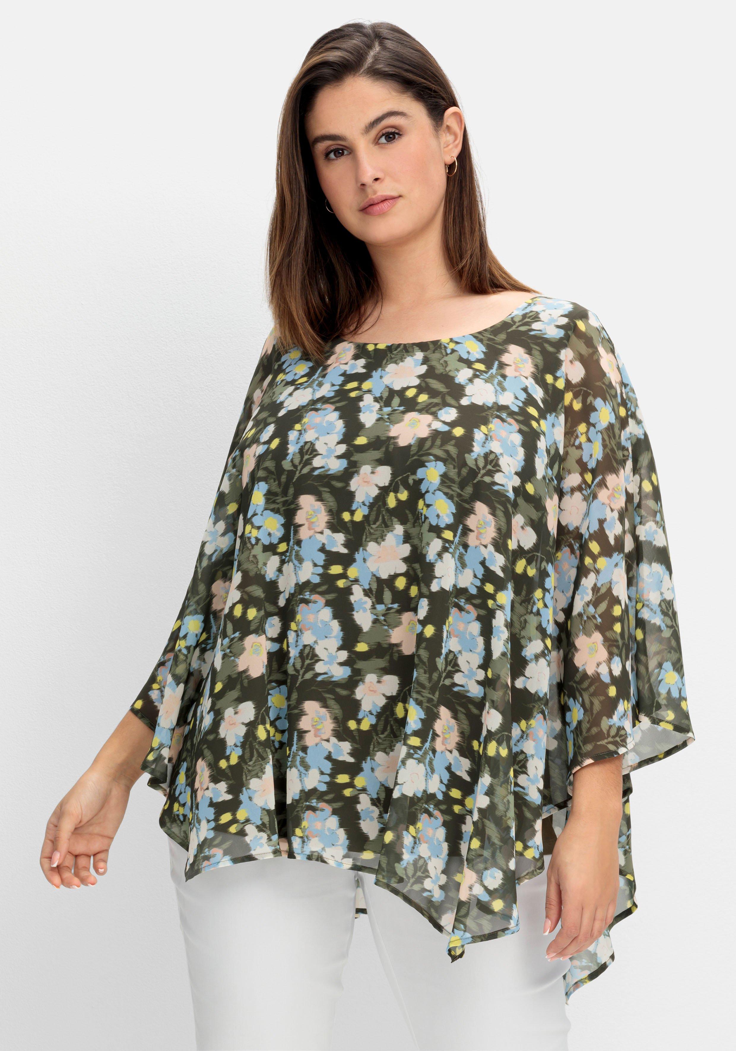 Chiffontunika mit tiefem Rückenausschnitt
