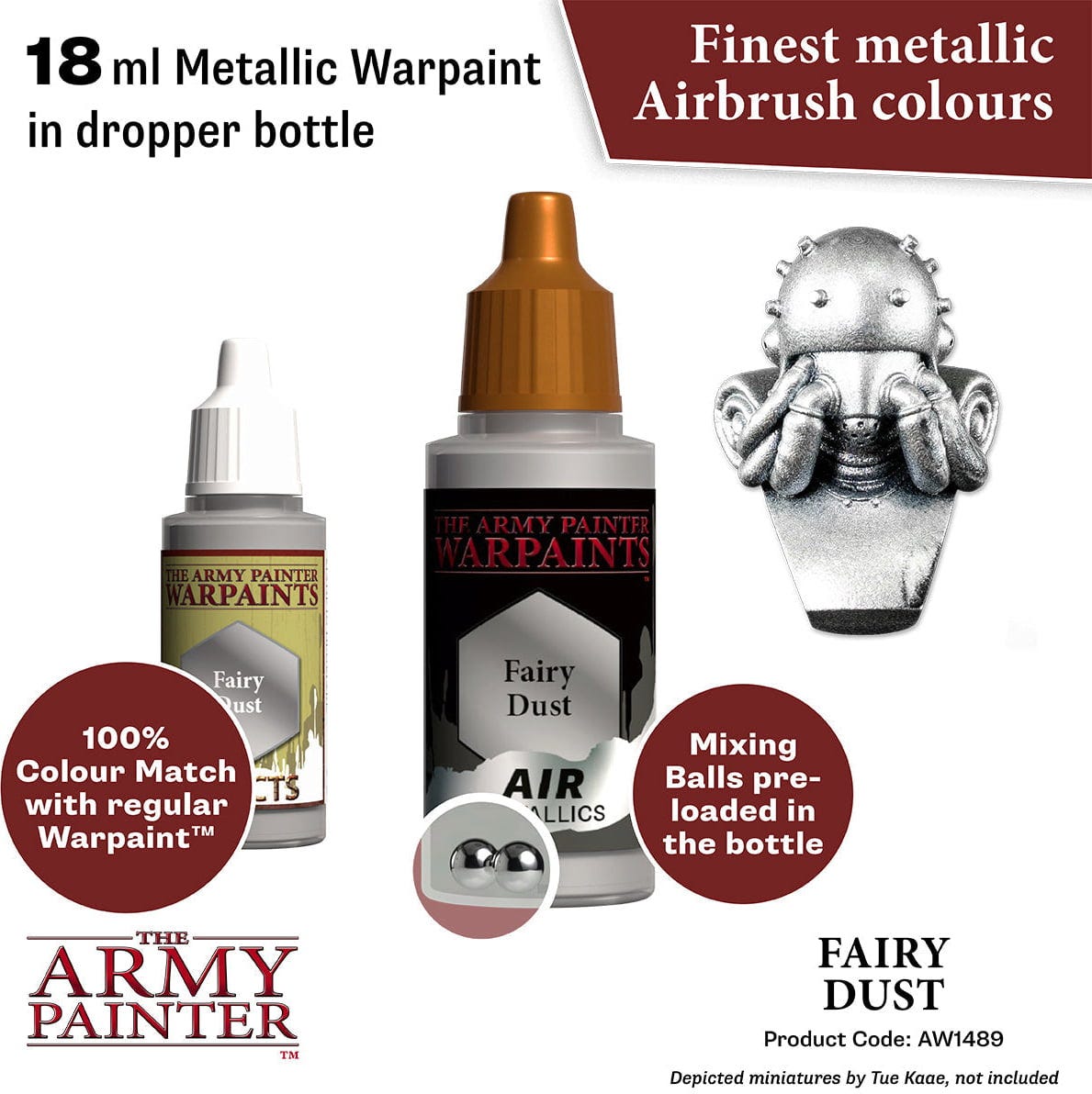 The Army Painter  Warpaints Air Metallics, Fairy Dust    Airbrush-ready Metallicfarben mit ultrafeinen Pigmenten