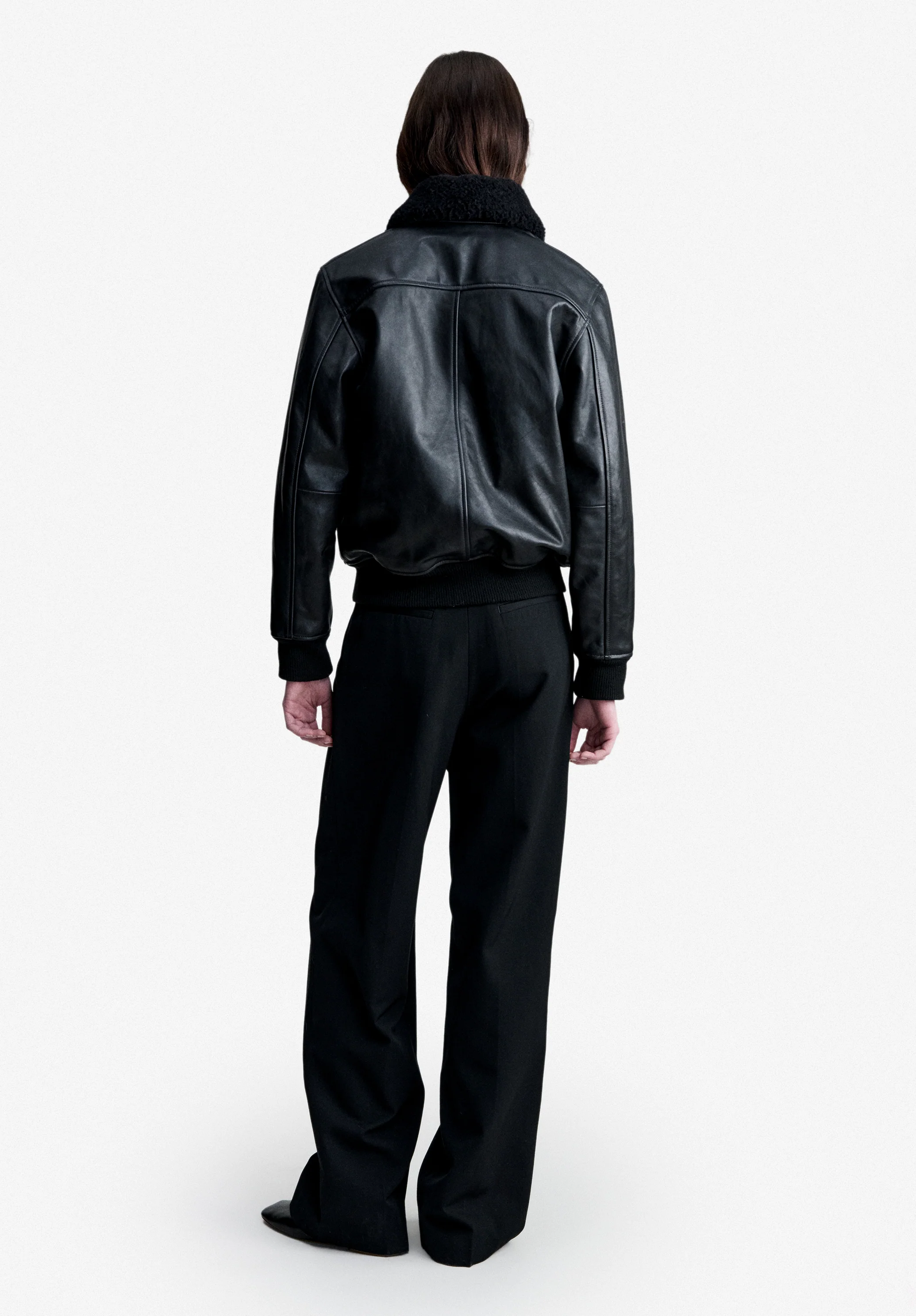 Bombardier noir en cuir - Noir