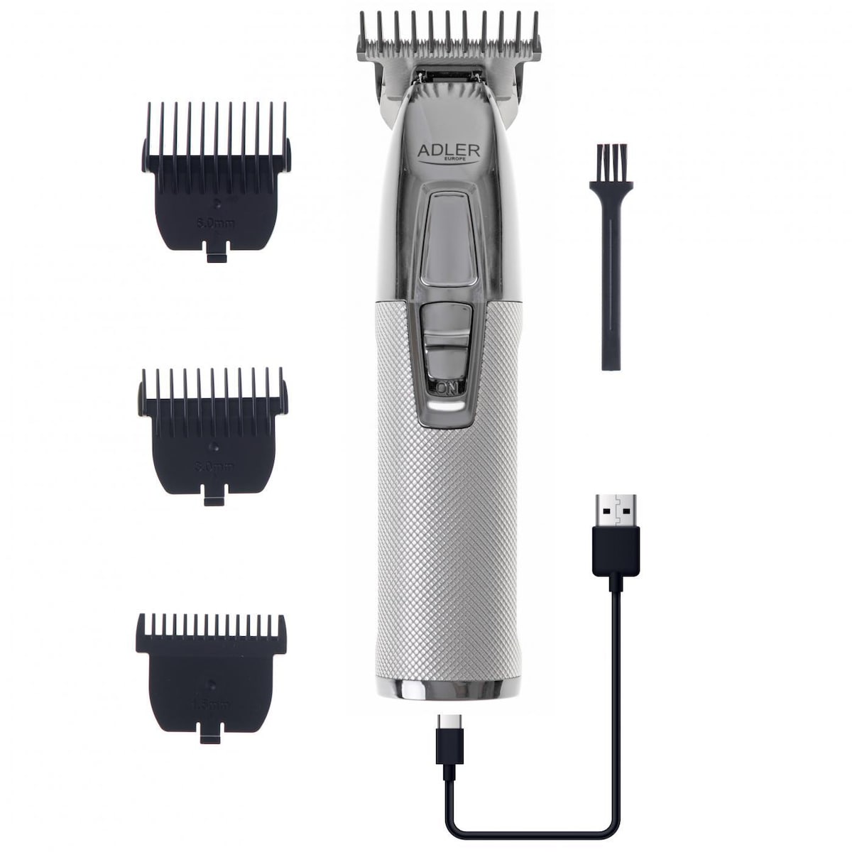 Adler AD 2836s Profesjonell Trimmer - USB, Sølv