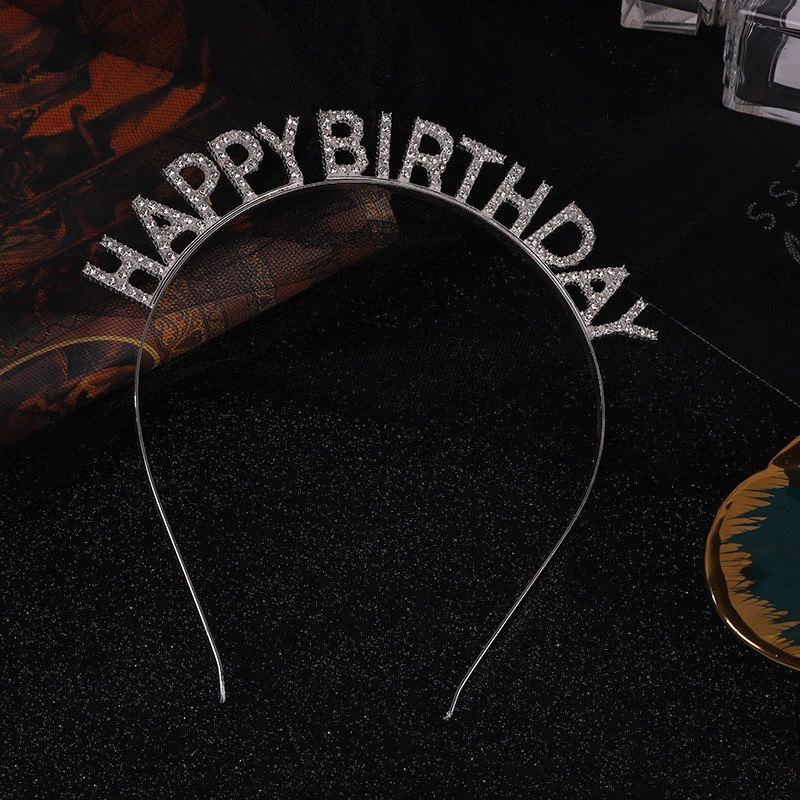 Party Haarreif Happy Birthday für Geburtstagspartys - Silber
