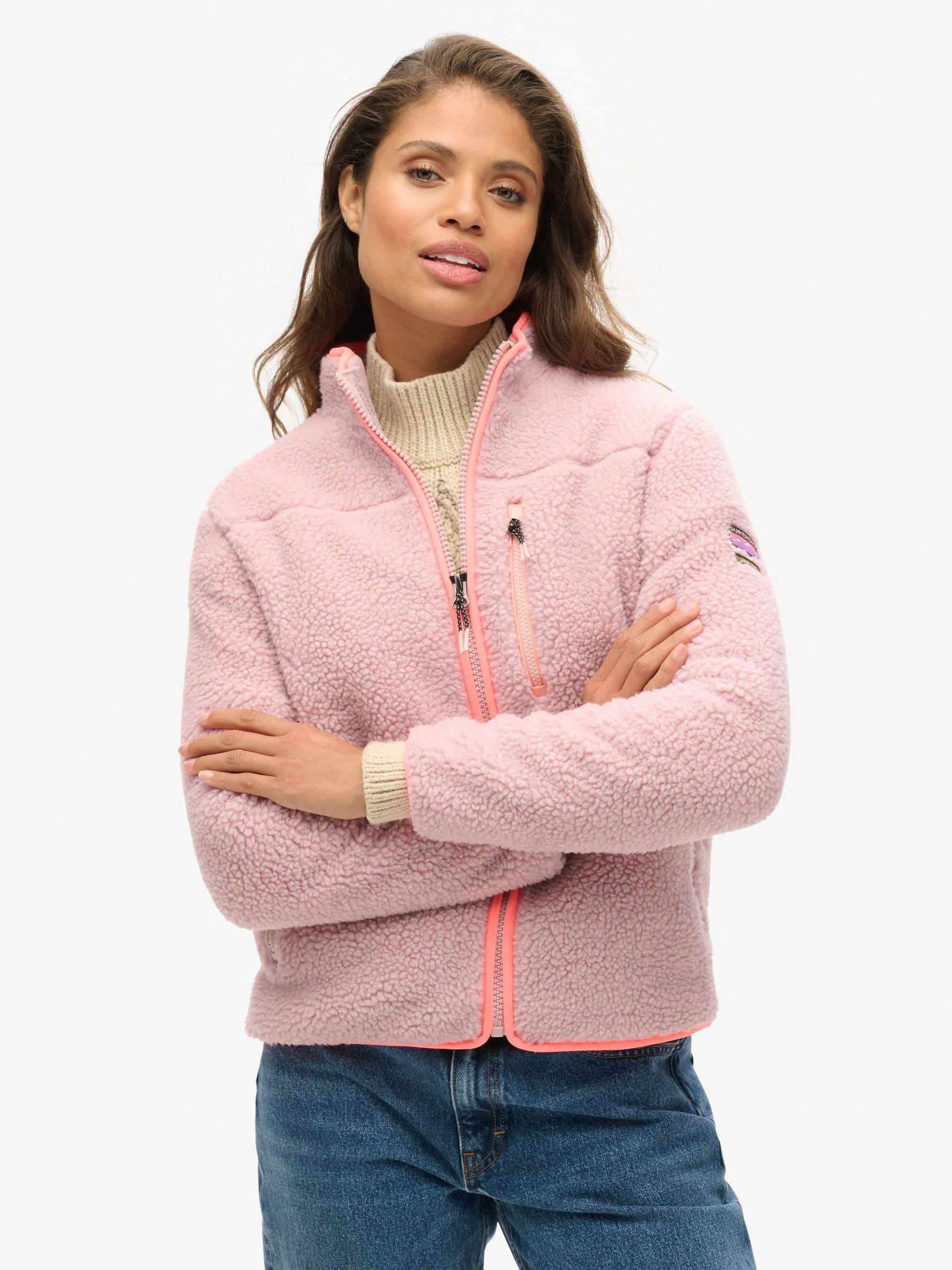 Roze - Superdry outdoor fleece met halve rits