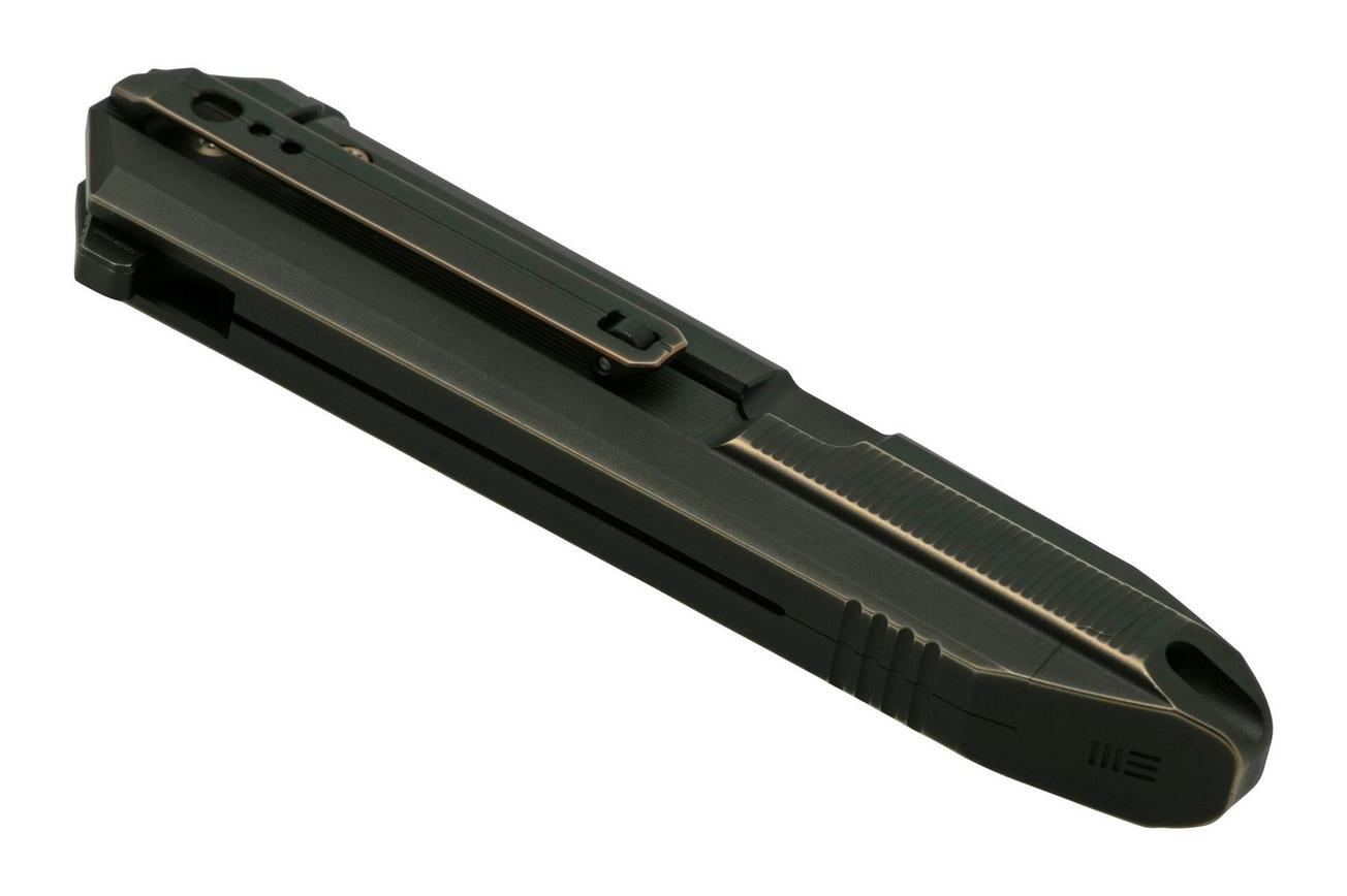 WE Knife Diatomic WE22032-1 Bronze Black Titanium, Blackwashed Single Edge zakmes