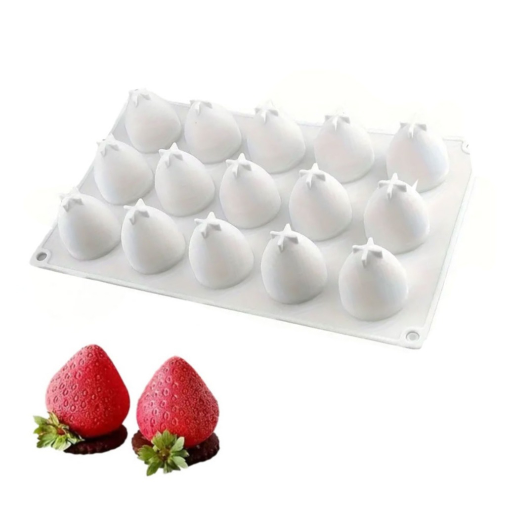 (15-fach) Silikon Trend Früchte Kuchen Form DIY Gussform für Virale Frucht Desserts - Erdbeere
