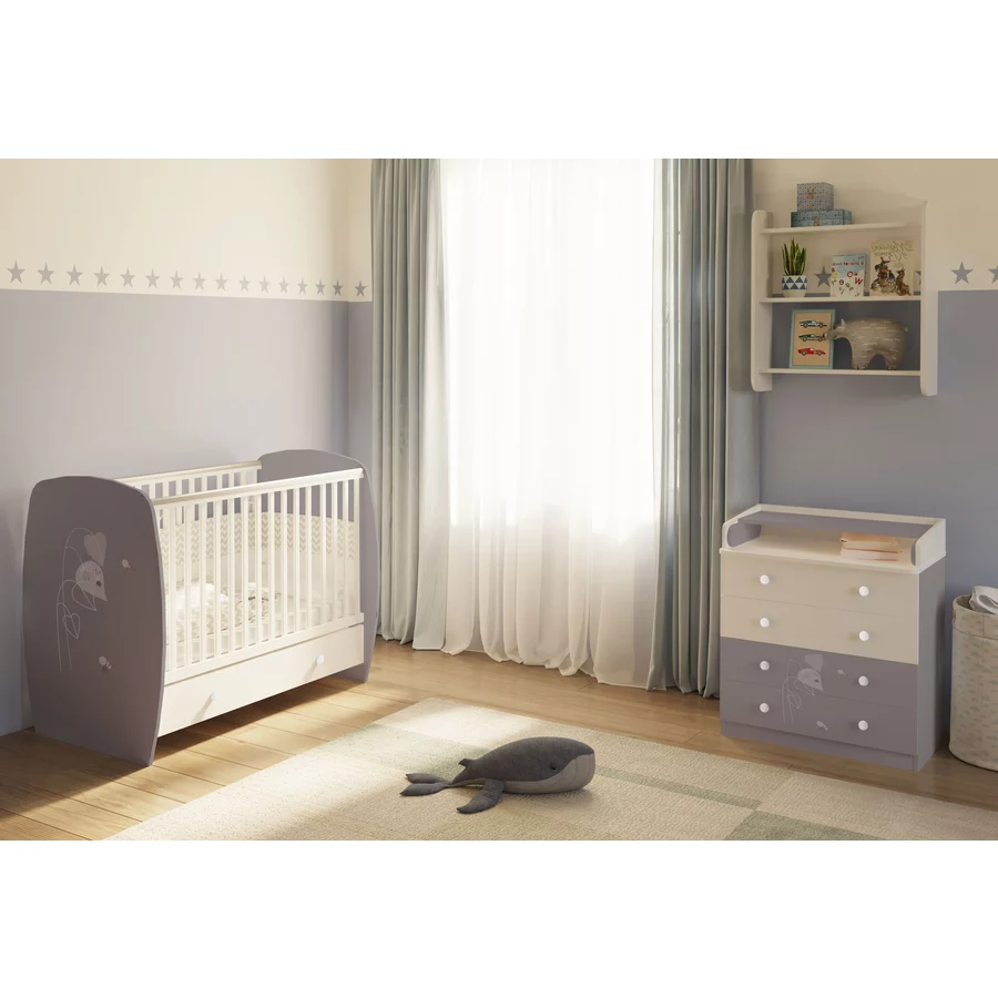 Polini Kids Babybett French 710 Amis grau-weiß