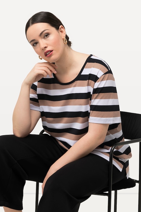 T-Shirt, Ringel, Rundhalsausschnitt, Halbarm