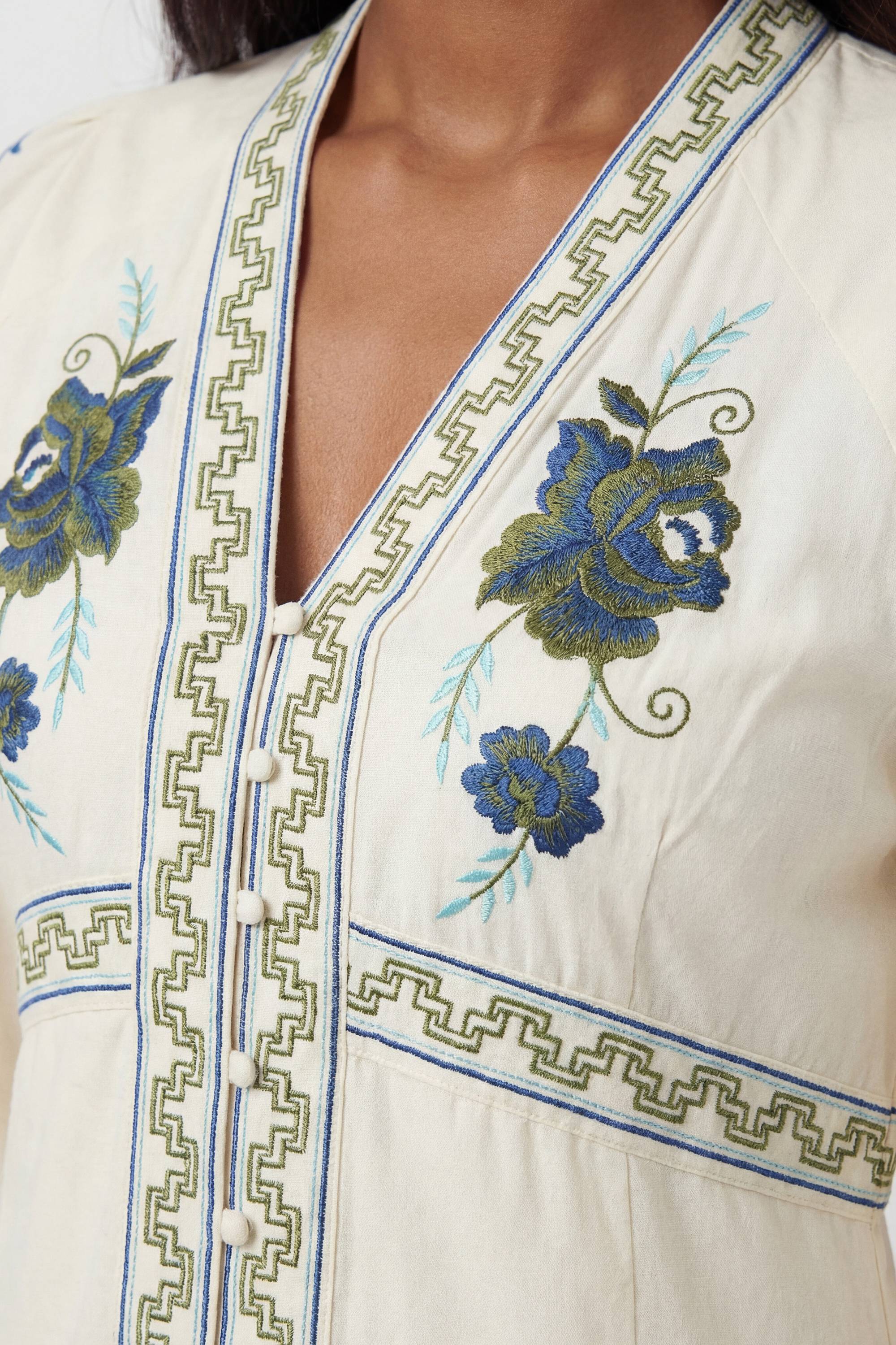 KarenMillen Robe Longue En Sergé De Coton Tissé Brodé