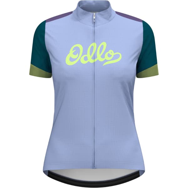 Maillot vélo ODLO ESSENTIAL ODLO PRINT S/U COLLAR S/S FULL ZIP W BLUE HERON