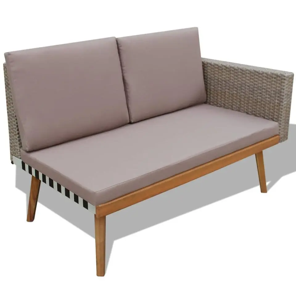 vidaXL - Tuinbank Set - Grijs - Poly rattan