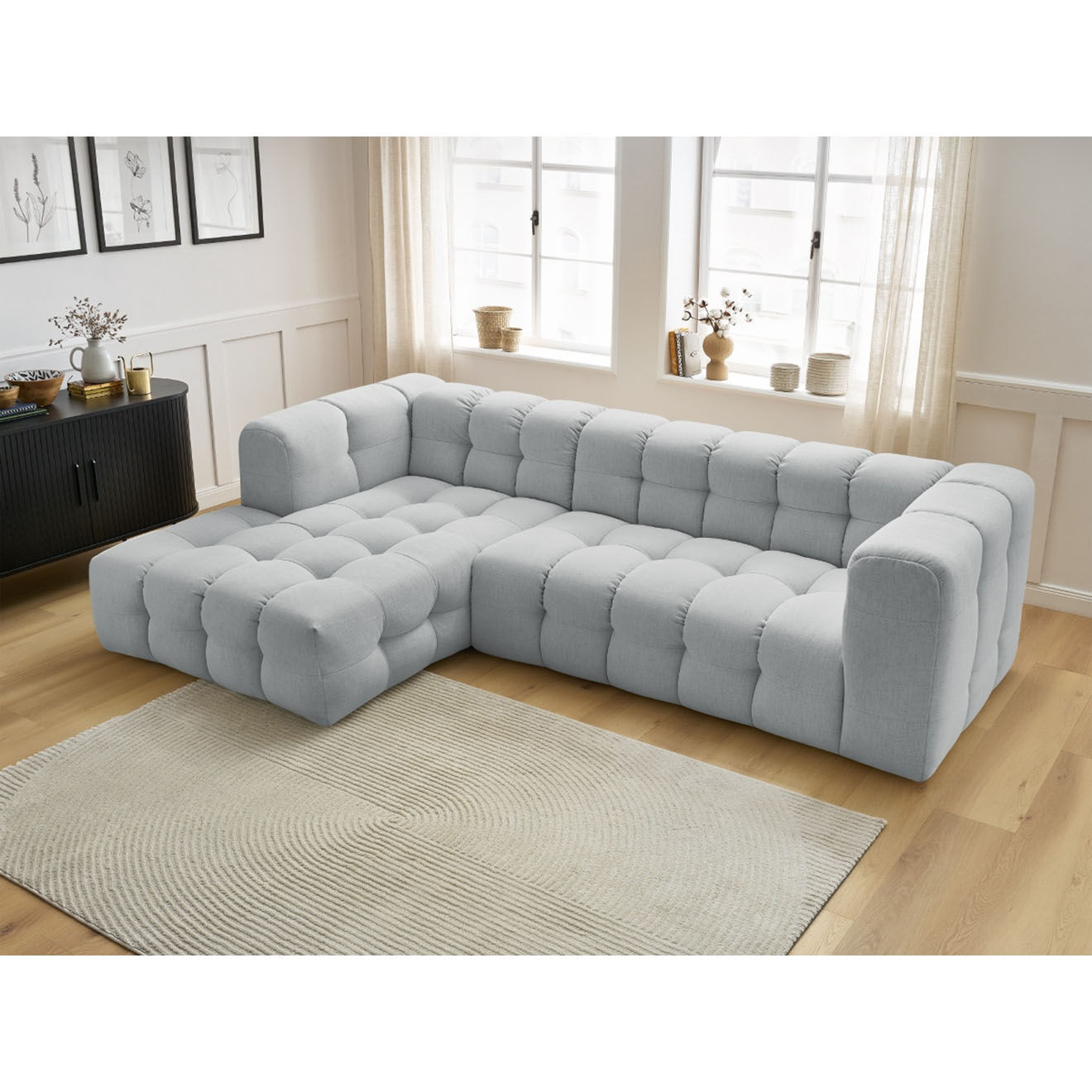 Bobochic Canapé d'angle gauche cloud gris clair - 288x184x75 cm