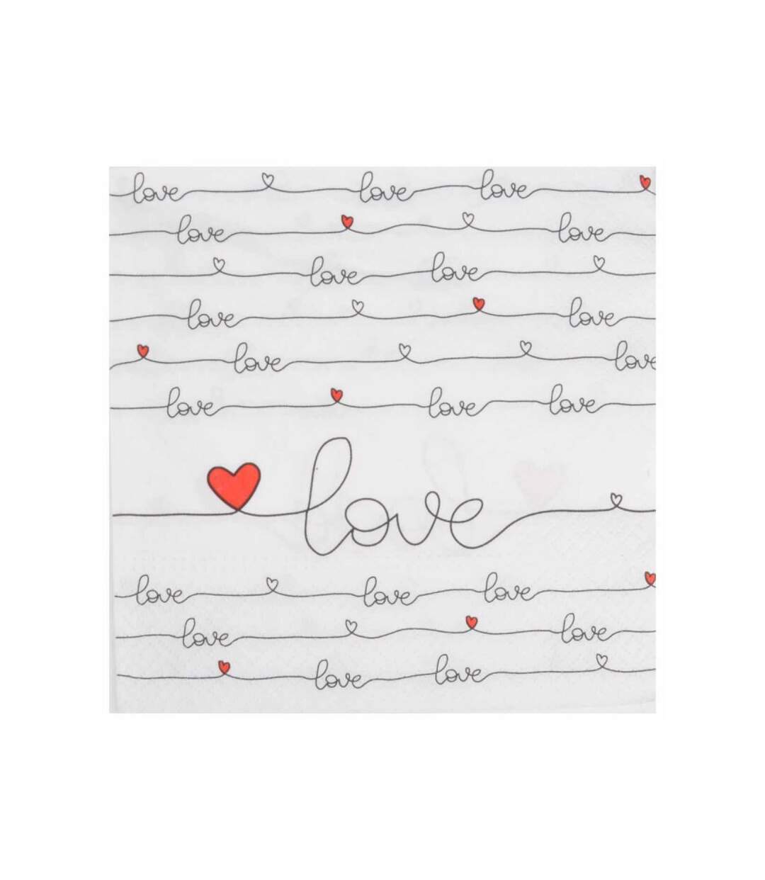 Paris Prix - Lot De 20 Serviettes En Papier new Love 33x33cm Blanc