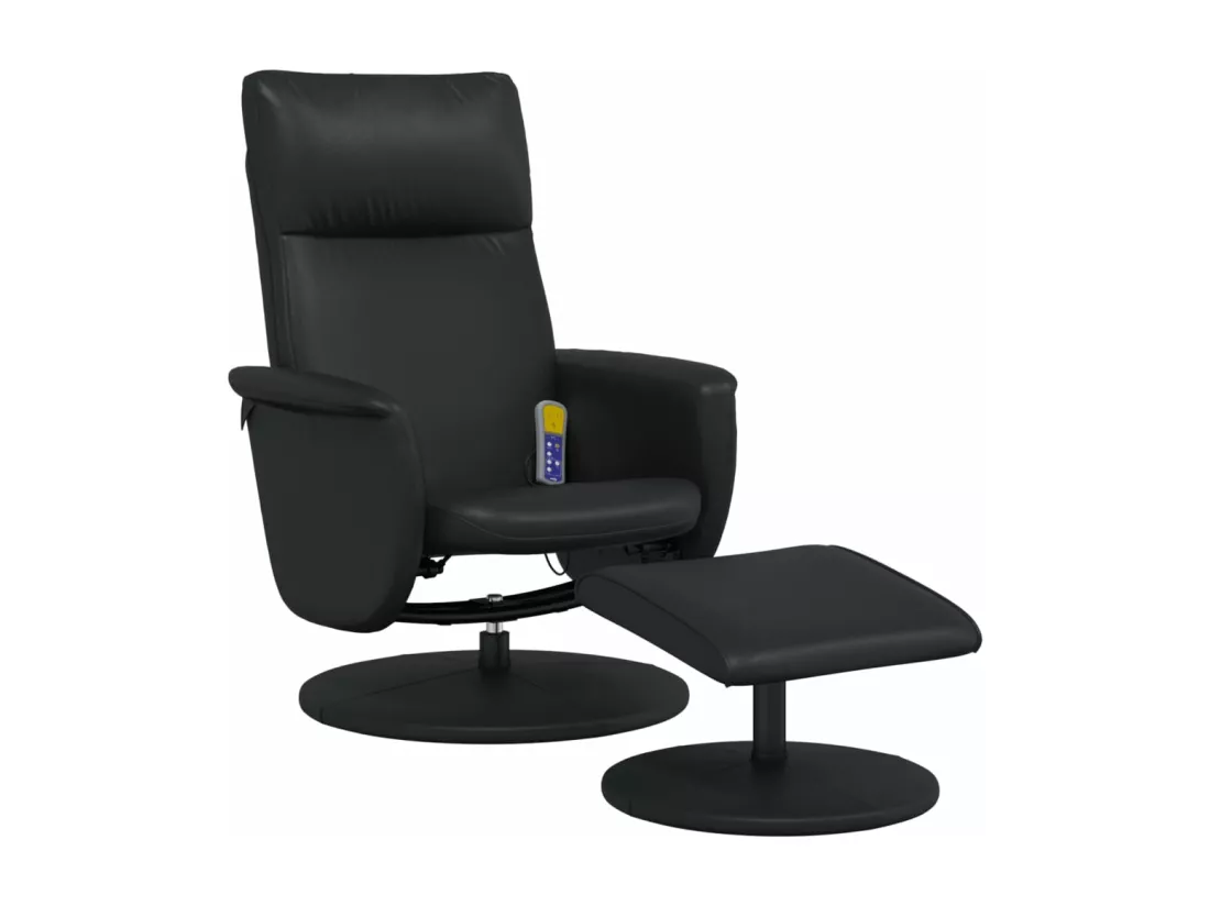 Fauteuil inclinable massant avec repose-pied noir similicuir