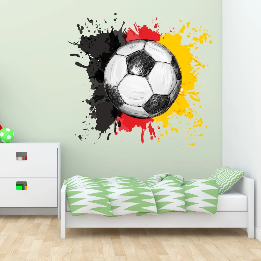 Nikima Wandtattoo 110 Wandtattoo Fussball Deutschland Fahne Flagge schwarz rot gold schwarz