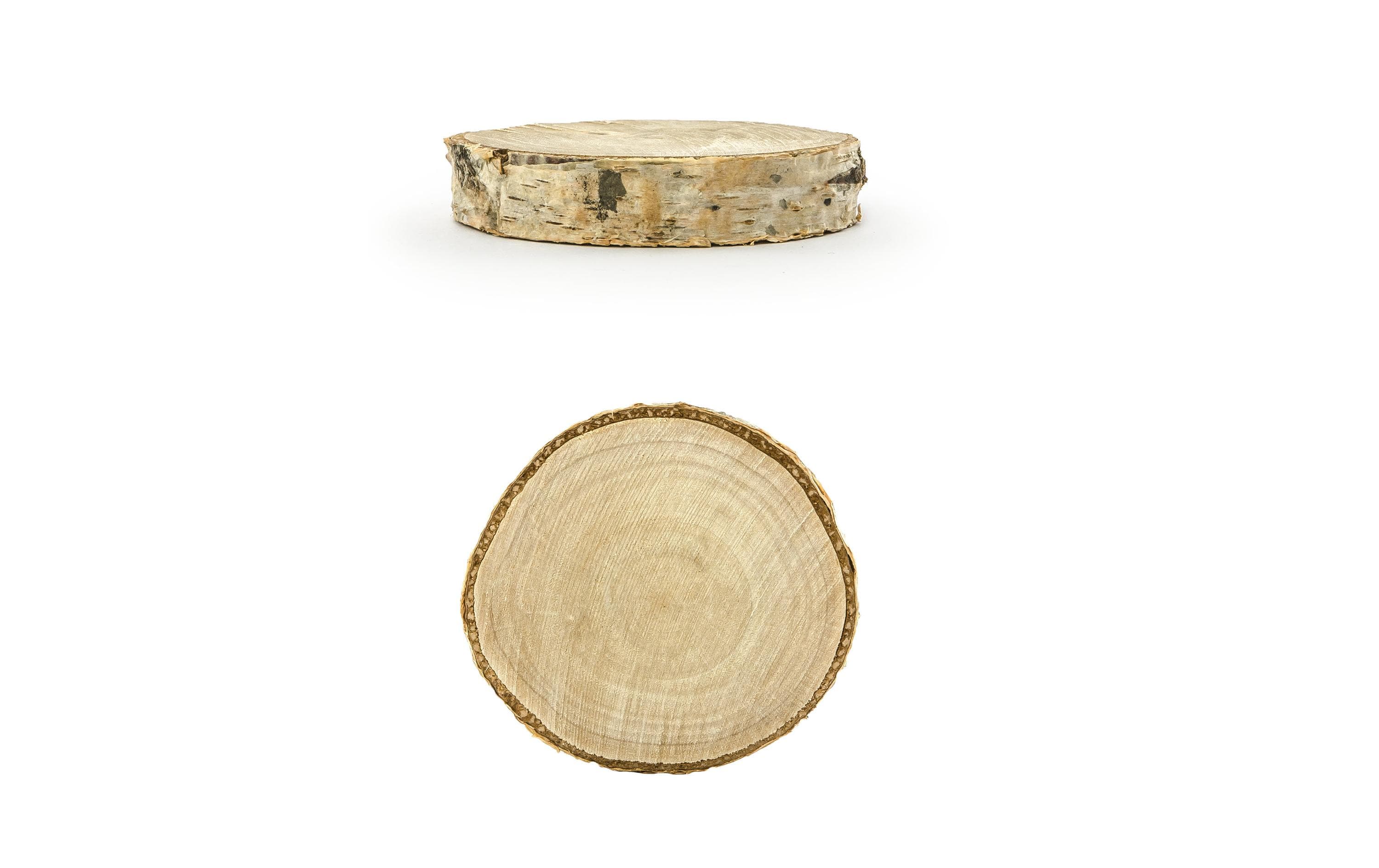 Tischkarte Holzscheibe Ø 4.5-6.5 cm, H: 1 cm, 6 Stück, braunPlatzkarte für den gedeckten Tisch an der Hochzeit und Festen wie Geburtstagspartys oder Silvester