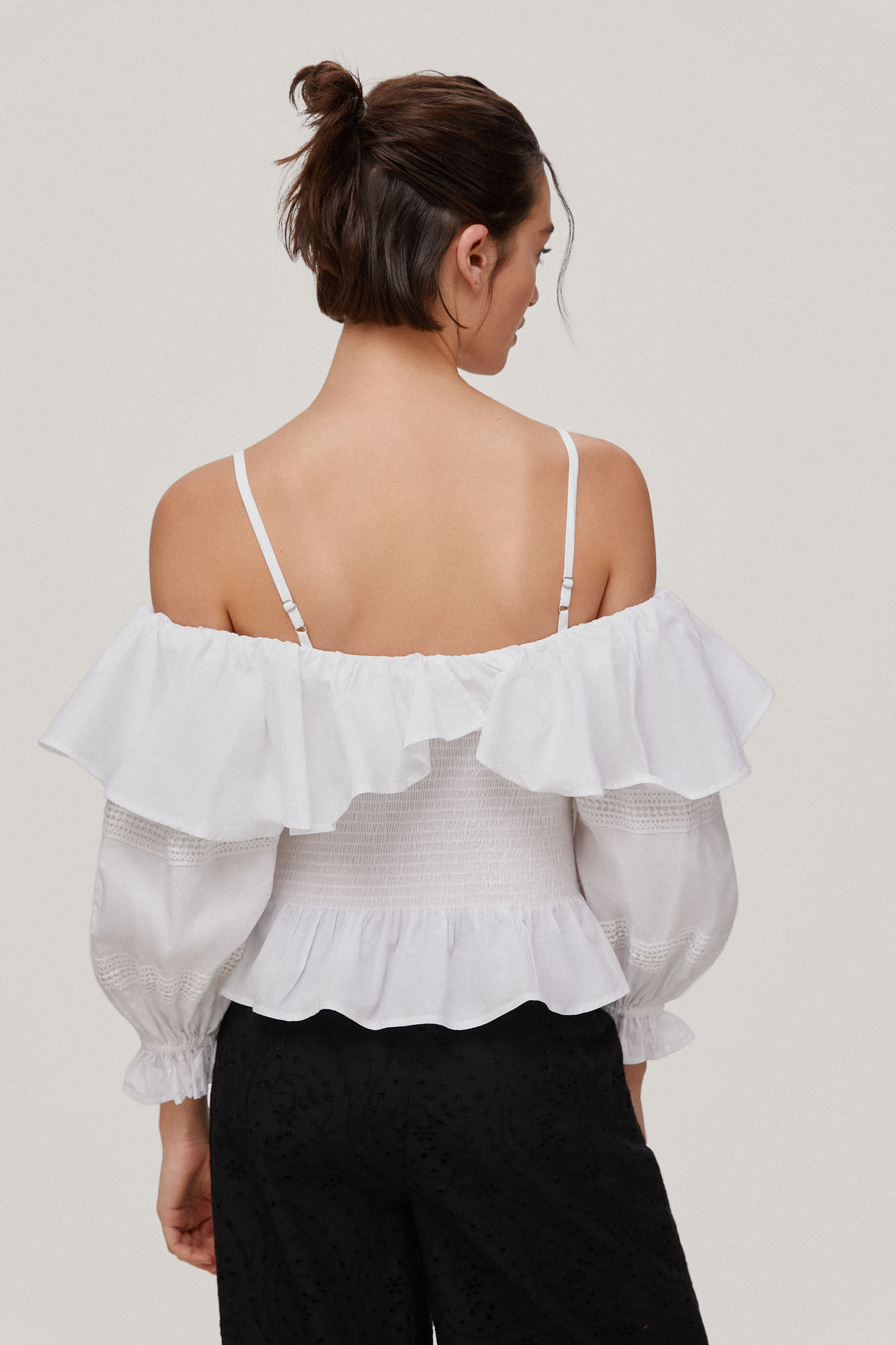 Blusa ombro a ombro em popeline - Branca
