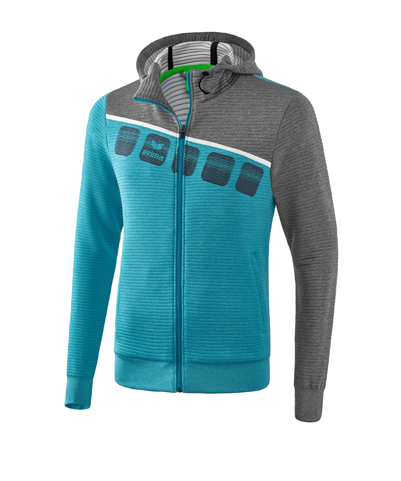 Erima 5-C Trainingsjacke mit Kapuze Kids Blau Grau