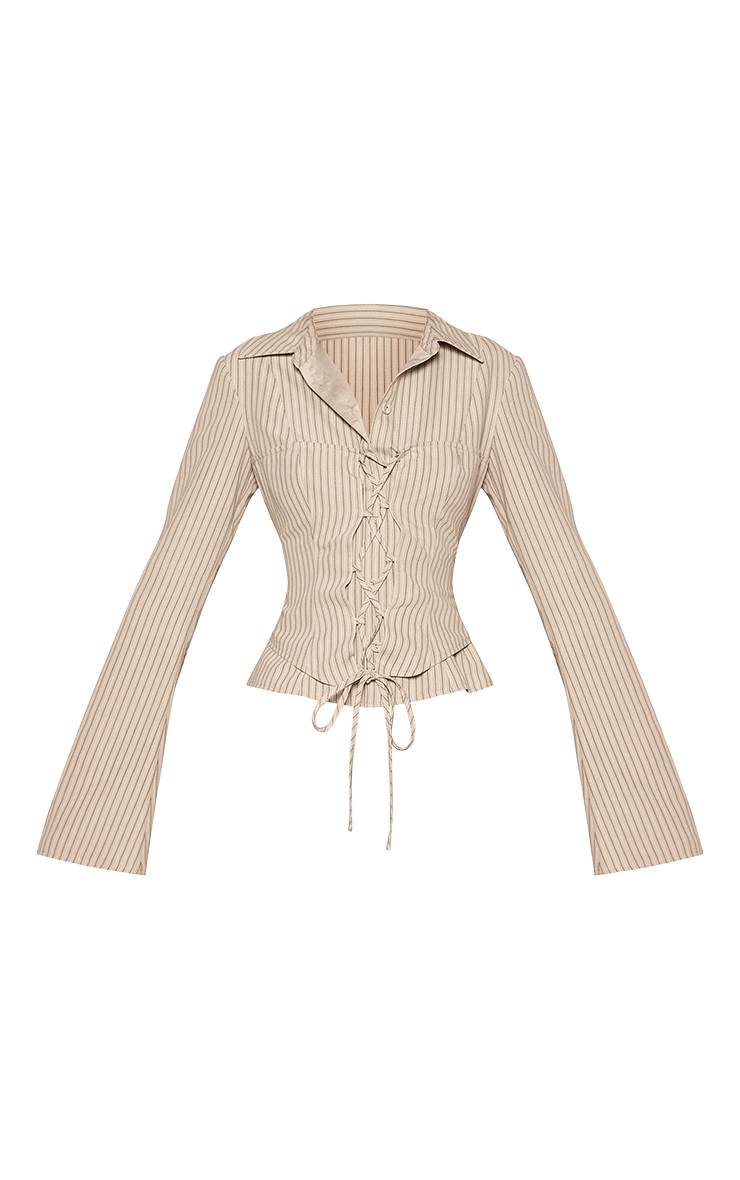 Chemise Tissée À Rayures Avec Détail Corset