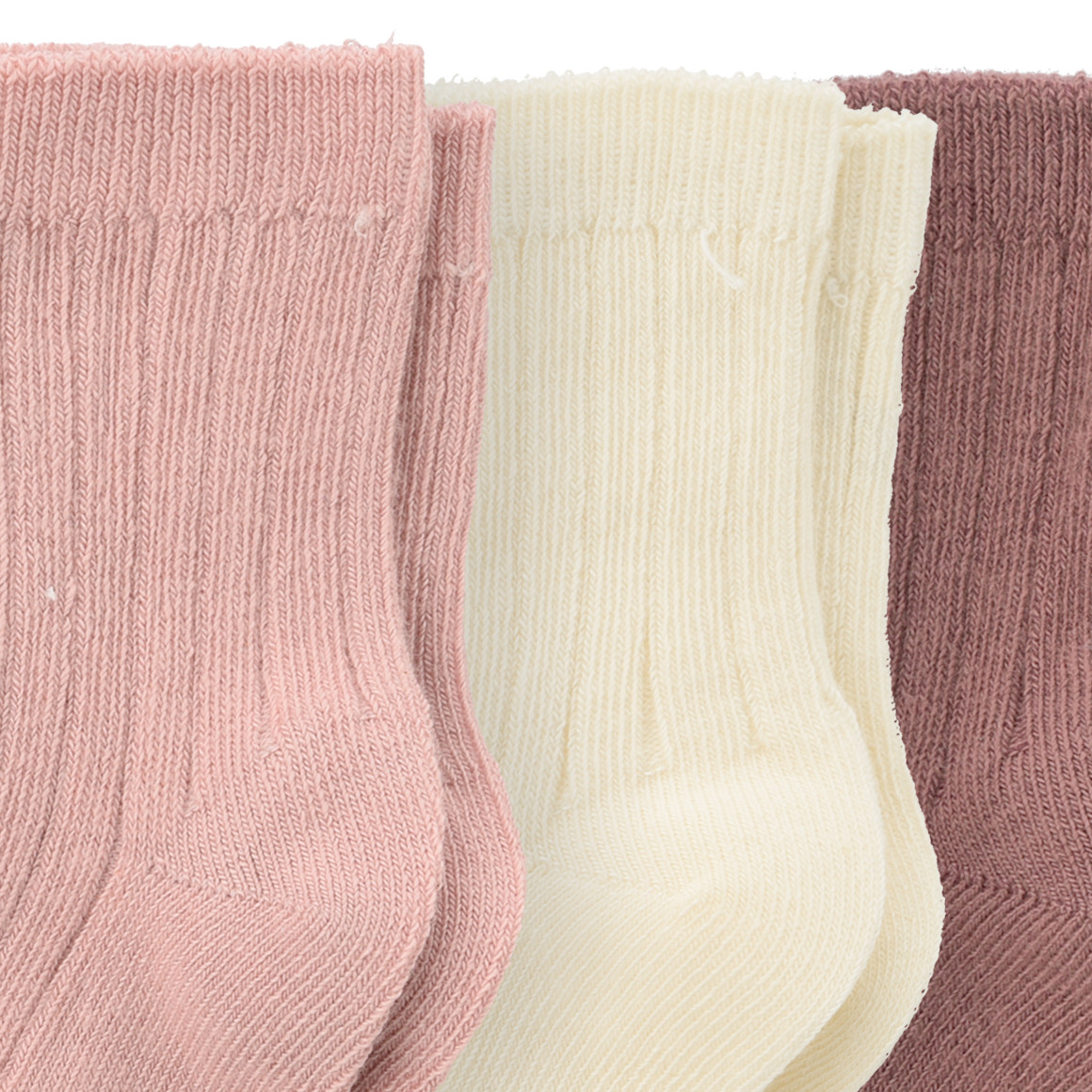 Topomini Pure Collection 3 Paar Baby Socken mit Rippstruktur hellrosa / hellbeige / dunkelrosa