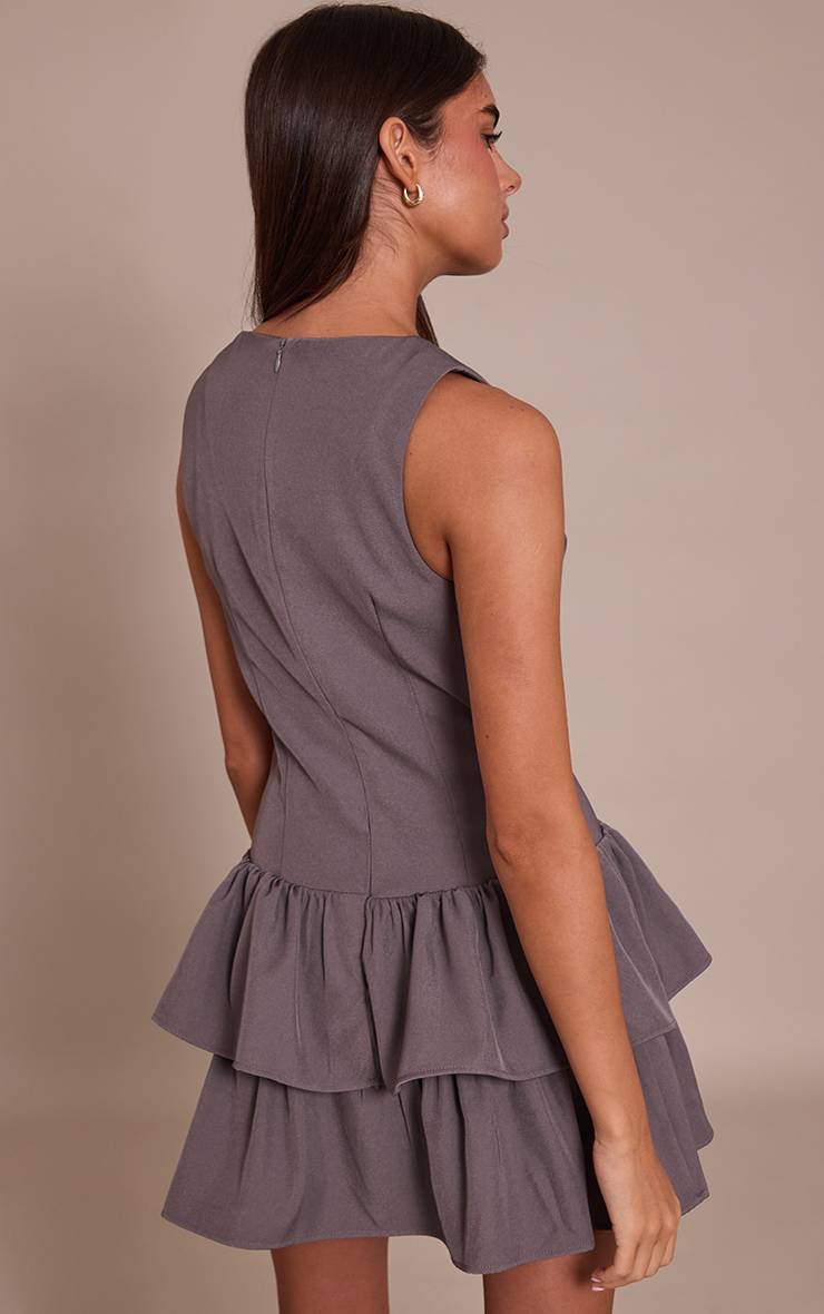 Charbon Robe Droite À Volants À Carreaux