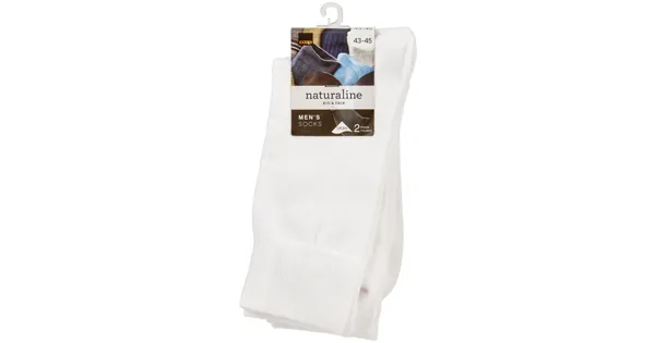 Naturaline Herren Socken Glatt Duo Weiss 43 - 45