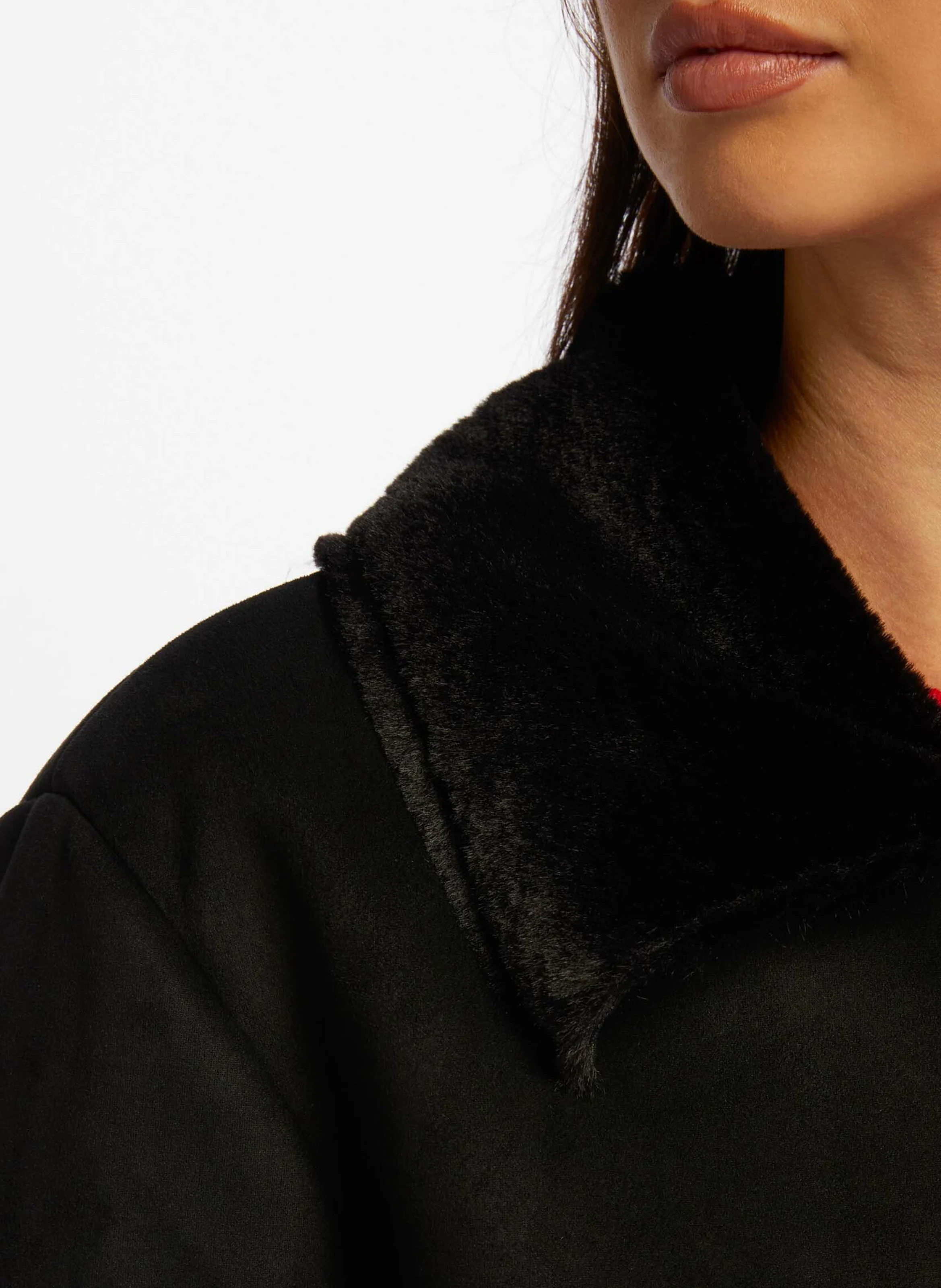 GLANA - Manteau oversize effet cuir velours | Noir
