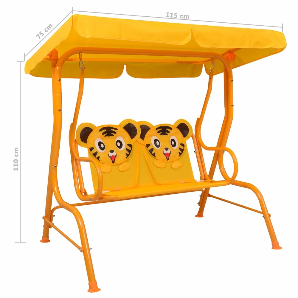Balancelle pour enfants jaune 115x75x110 cm tissu