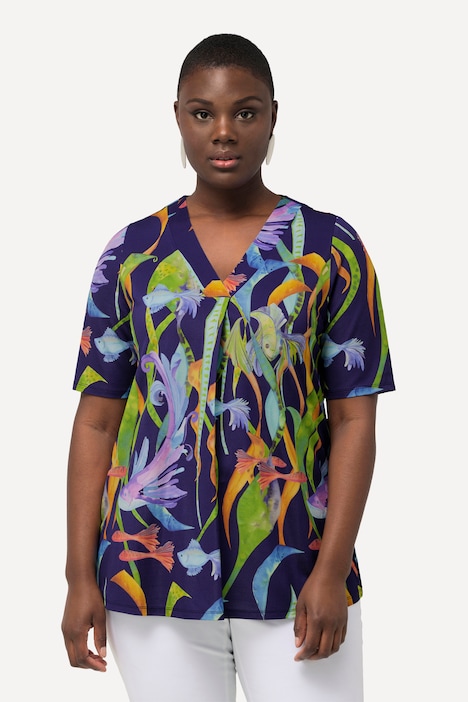 Slinkyshirt, Fische, Classic, V-Ausschnitt, Halbarm
