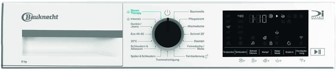 Bauknecht B W 8A10 BS Waschmaschine Frontlader/ 8kg/Steam Therapy/Adaptive Wash/ColdWash/Steam Technologie/HomeWhiz, White