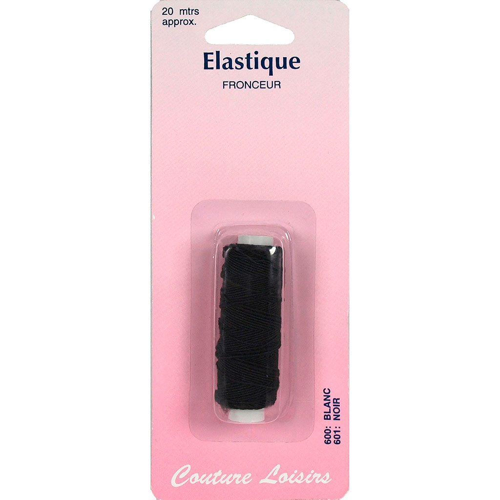 Elastique fronceur noir 20m
