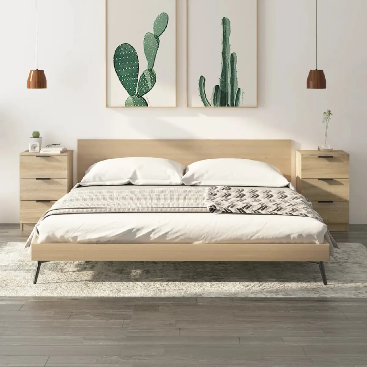 VIDAXL Lot de 2 Tables de chevet 40x36x65 cm - Chêne sonoma