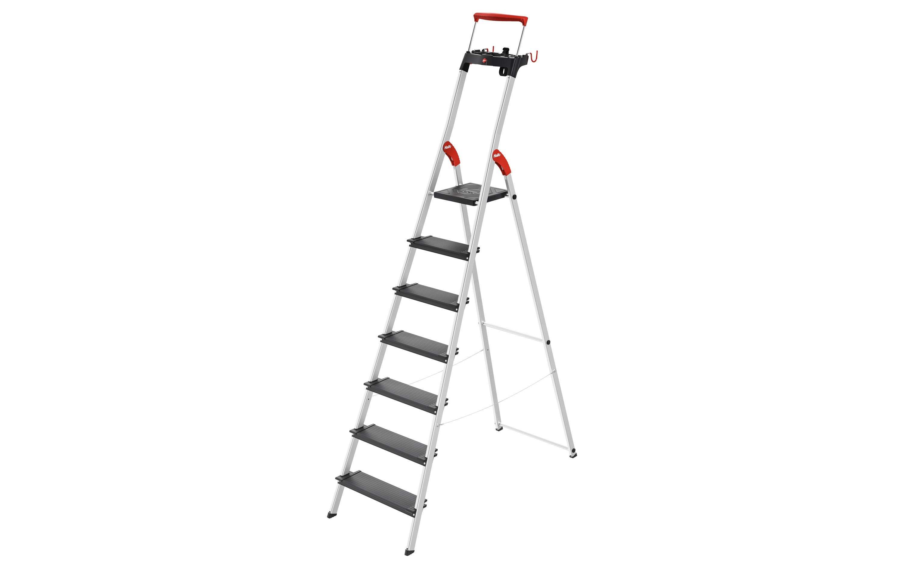 Bockleiter L100 TopLine 7 Stufen<br>Alu-Sicherheits-Stehleiter mit Multifunktions-Schale