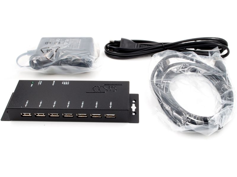 Exsys USB-Hub EX-1177-2 Verschraubbarer 7-Port USB 2.0 Metall HUB